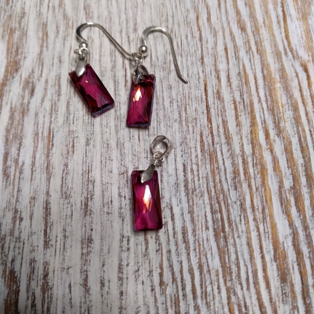 Swarovski Crystal/sterling Pendant and Earring set